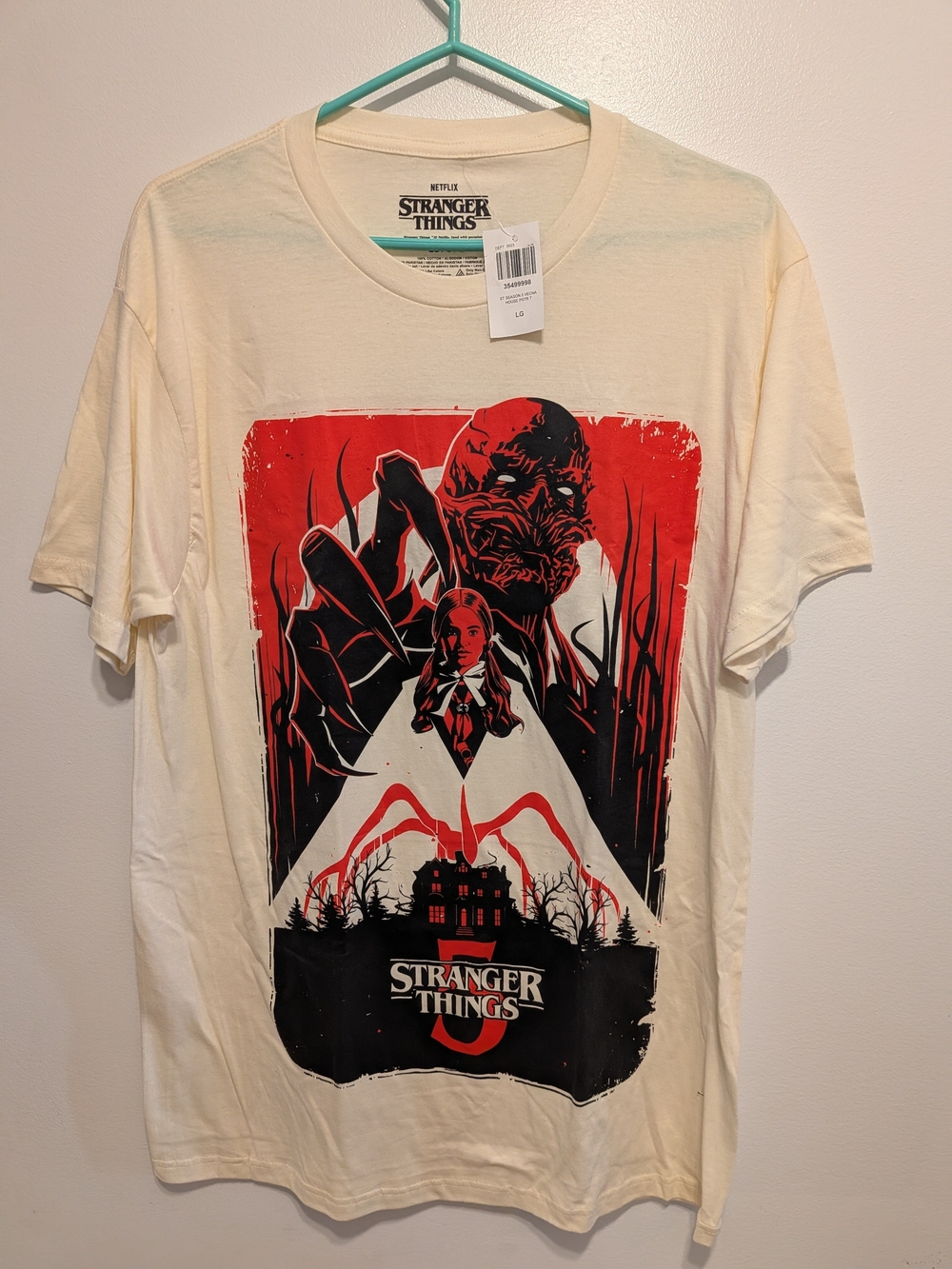 Netflix Stranger Things Cream Tee with Red and Black Graphic